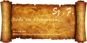 Szűcs Florencia névjegykártya